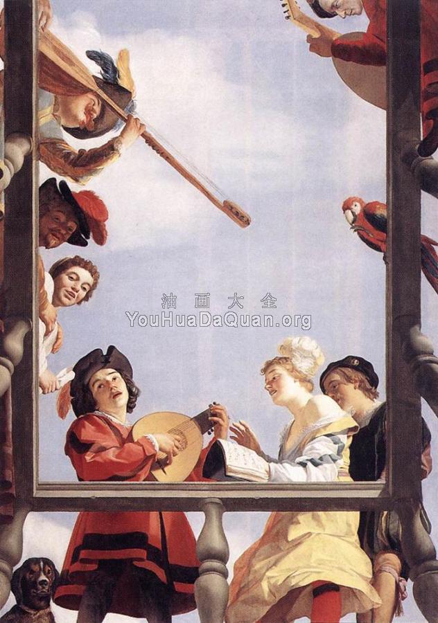 Musical Group On A Balcony - 格里特·范·弘索斯特